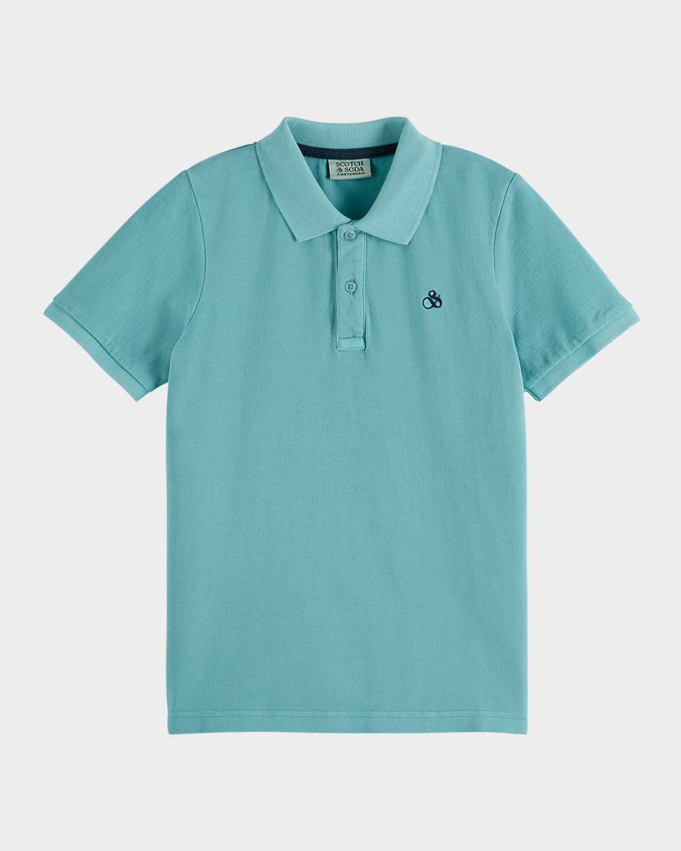 Boy's Garment-Dyed Pique Polo Shirt, Size 4-12